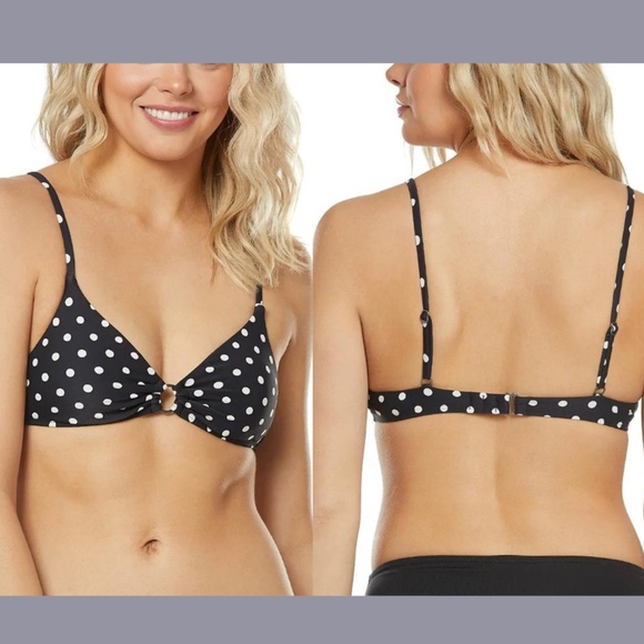 NEW Billabong [ Large ] True That Polka‎ Dot Trilet Bikini Top in Black - Picture 1 of 12